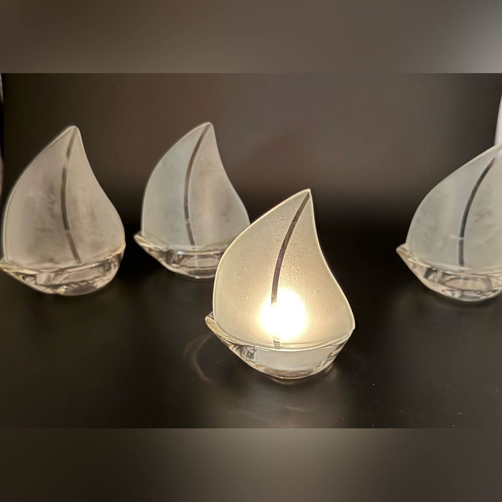 4 Kate Aspen Sail Boats Candle/Votive Holders Nautical Theme. 4”